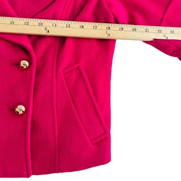 The Limited Womens Medium Hot Pink Wool Blend Double-Breasted Peacoat With Gold - Picture 3 of 9